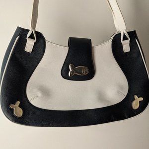 Chopard Blue and White Shoulder Bag with Structured Silhouette